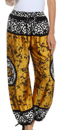 Sakkas Sephora Wide Leg Silky Harem Pants#color_Goldenrod