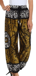 Sakkas Sephora Wide Leg Silky Harem Pants#color_Olive