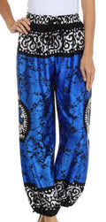 Sakkas Sephora Wide Leg Silky Harem Pants#color_Royal Blue