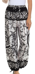 Sakkas Sephora Wide Leg Silky Harem Pants#color_White