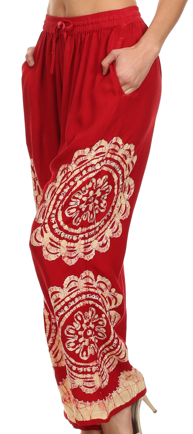 Sakkas Mase Floral Embroidered Adjustable Wide Leg Palazzo Pant