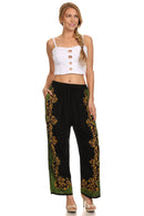Sakkas Margiela Embroidered Stonewashed Wide Leg Palazzo Pant
