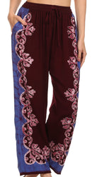 Sakkas Margiela Embroidered Stonewashed Wide Leg Palazzo Pant