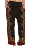 Sakkas Margiela Embroidered Stonewashed Wide Leg Palazzo Pant#color_Red/Black
