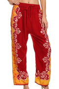 Sakkas Margiela Embroidered Stonewashed Wide Leg Palazzo Pant#color_Red/Yellow