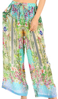 Sakkas Anie Women's Boho Casual Flowy Flare Palazzo Wide Leg Pants Floral Print#color_488