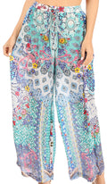 Sakkas Anie Women's Boho Casual Flowy Flare Palazzo Wide Leg Pants Floral Print#color_490
