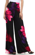 Sakkas Sparkle Floral High Waist Wide Leg Palazzo Pant#Color_Pink