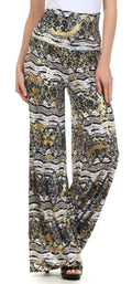 Sakkas Metallic Foil High Waist Wide Leg Palazzo Pant#color_Luxe