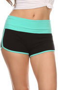 Sakkas Breauna Short Two Tone Fold-Over Waistband Active Dolphin Train Yoga Shorts#color_Mint/Black