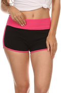 Sakkas Breauna Short Two Tone Fold-Over Waistband Active Dolphin Train Yoga Shorts#color_Pink/Black