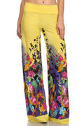 Sakkas Mikaela Spring / Summer Print Wide Leg Spandex Palazzo Pant#color_Yellow