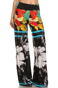 Sakkas Mikaela Spring / Summer Print Wide Leg Spandex Palazzo Pant#color_ White