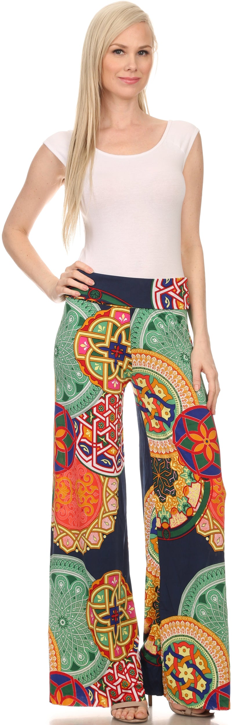 Sakkas Mikaela Spring / Summer Print Wide Leg Spandex Palazzo Pant