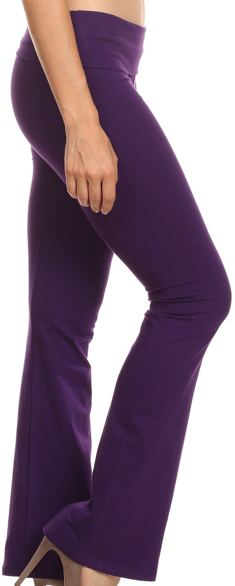 Sakkas Cotton Blend Yoga Pilates Foldover Waist Pants - Made in USA