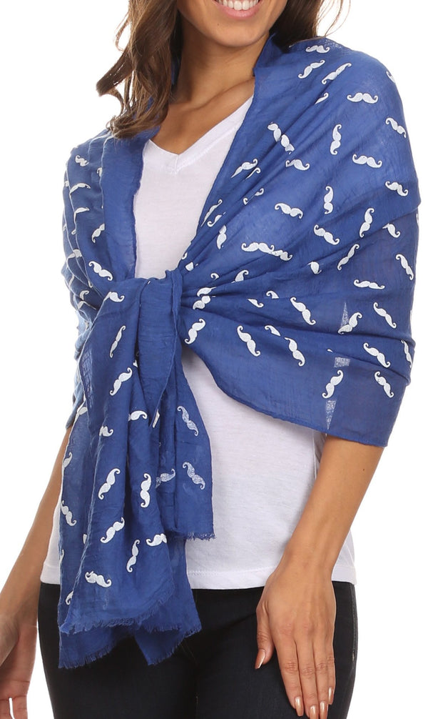 Sakkas Hillary summer breeze lightweight flowing sheer gauze wrap scarf#color_1-Cobalt