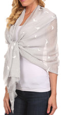 Sakkas Hillary summer breeze lightweight flowing sheer gauze wrap scarf#color_2-Grey