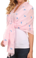 Sakkas Hillary summer breeze lightweight flowing sheer gauze wrap scarf#color_2-Pink