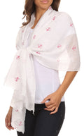 Sakkas Hillary summer breeze lightweight flowing sheer gauze wrap scarf#color_3-White