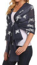 Sakkas Hillary summer breeze lightweight flowing sheer gauze wrap scarf#color_4-Navy