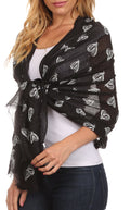 Sakkas Hillary summer breeze lightweight flowing sheer gauze wrap scarf#color_5-Black