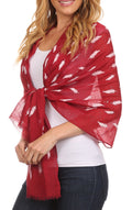 Sakkas Hillary summer breeze lightweight flowing sheer gauze wrap scarf#color_6-Burgundy