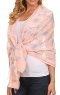 Sakkas Hillary summer breeze lightweight flowing sheer gauze wrap scarf#color_7-Peach