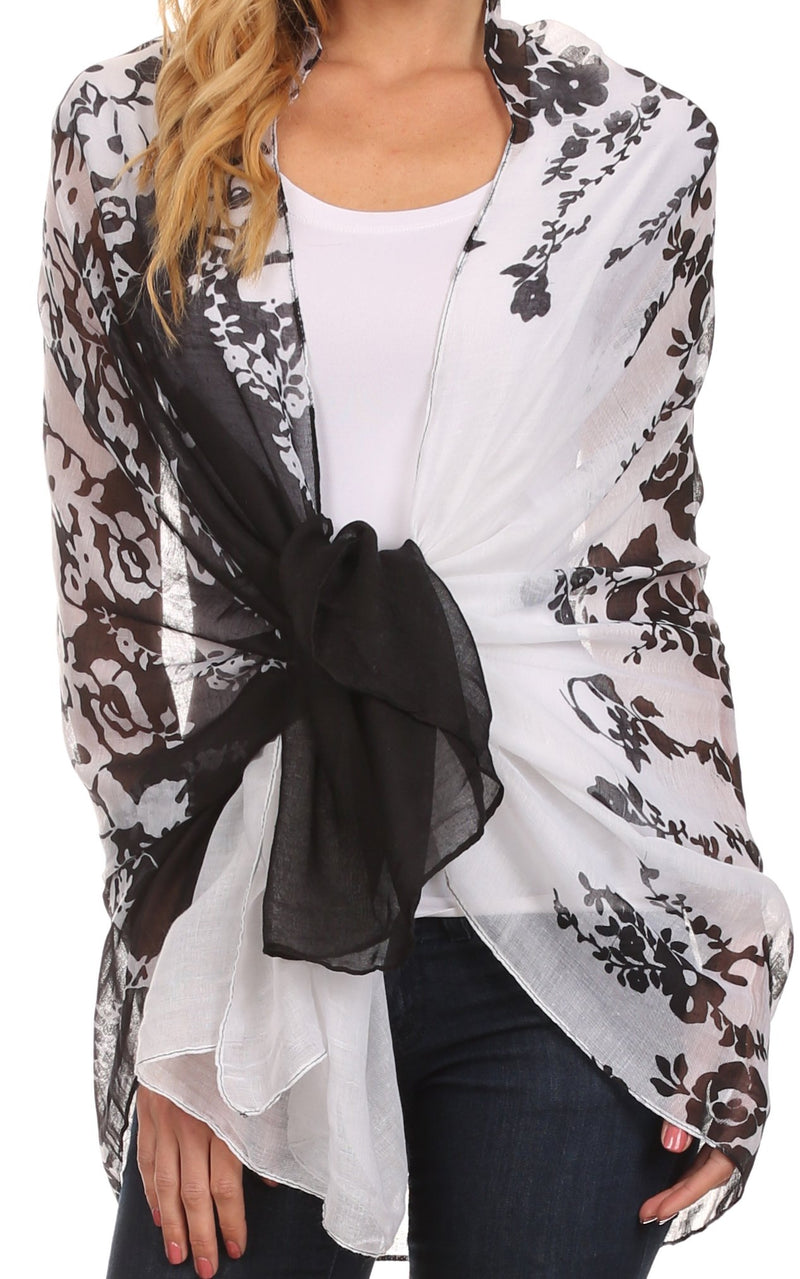 Sakkas Nichole summer gauze featherweight patterned versitile sheer scarf wrap