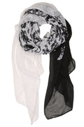 Sakkas Nichole summer gauze featherweight patterned versitile sheer scarf wrap#color_1-Black