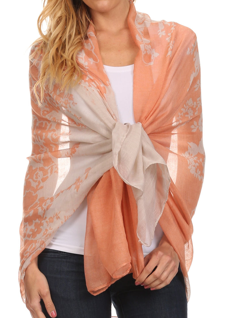 Sakkas Nichole summer gauze featherweight patterned versitile sheer scarf wrap