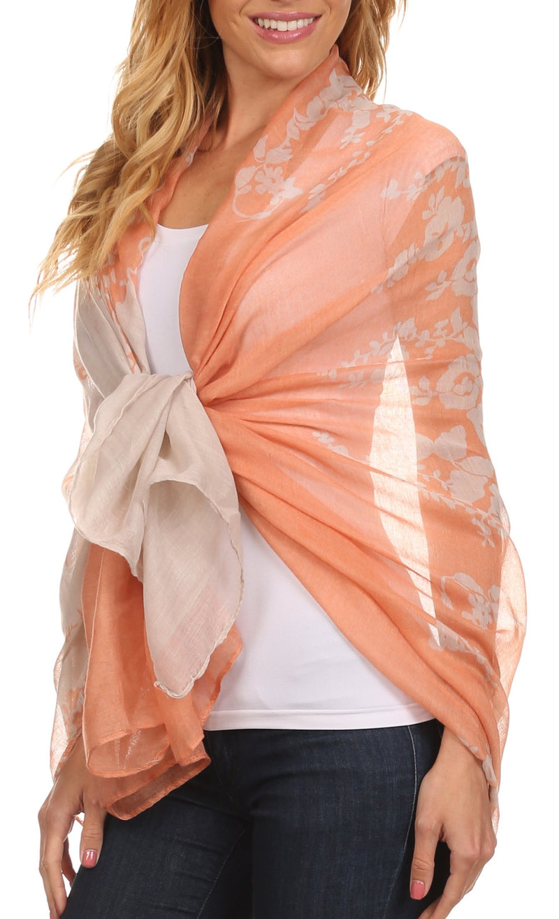 Sakkas Nichole summer gauze featherweight patterned versitile sheer scarf wrap