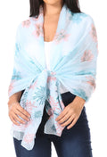 Sakkas Nichole summer gauze featherweight patterned versitile sheer scarf wrap#color_Print11