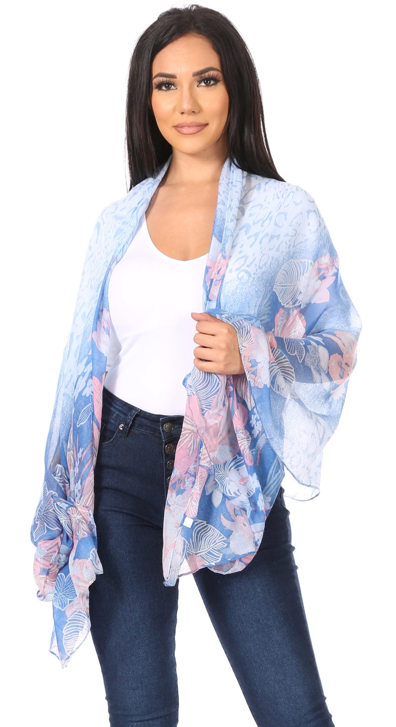 Sakkas Nichole summer gauze featherweight patterned versitile sheer scarf wrap