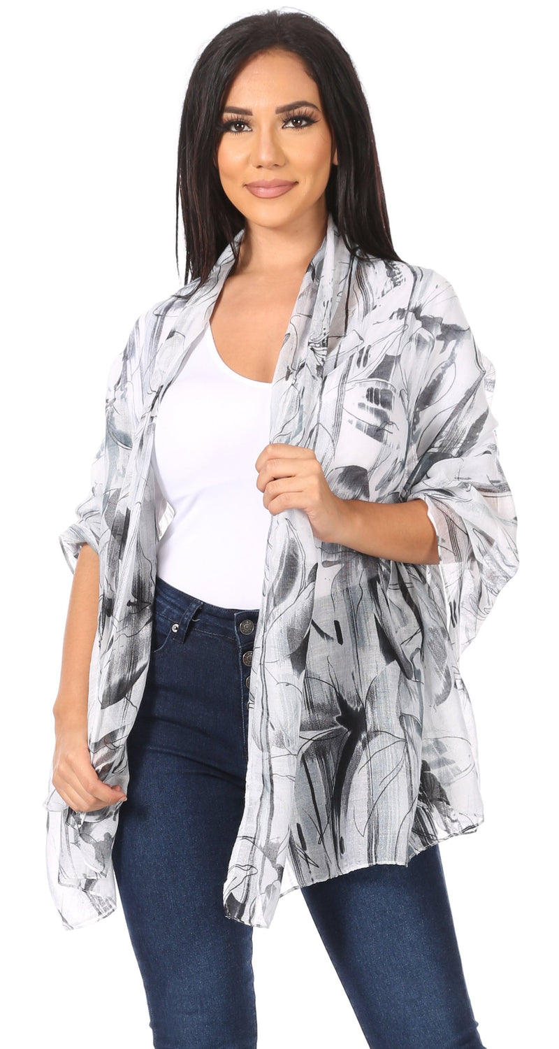 Sakkas Nichole summer gauze featherweight patterned versitile sheer scarf wrap