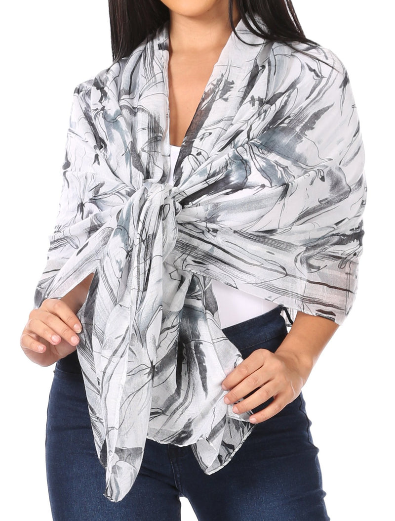 Sakkas Nichole summer gauze featherweight patterned versitile sheer scarf wrap