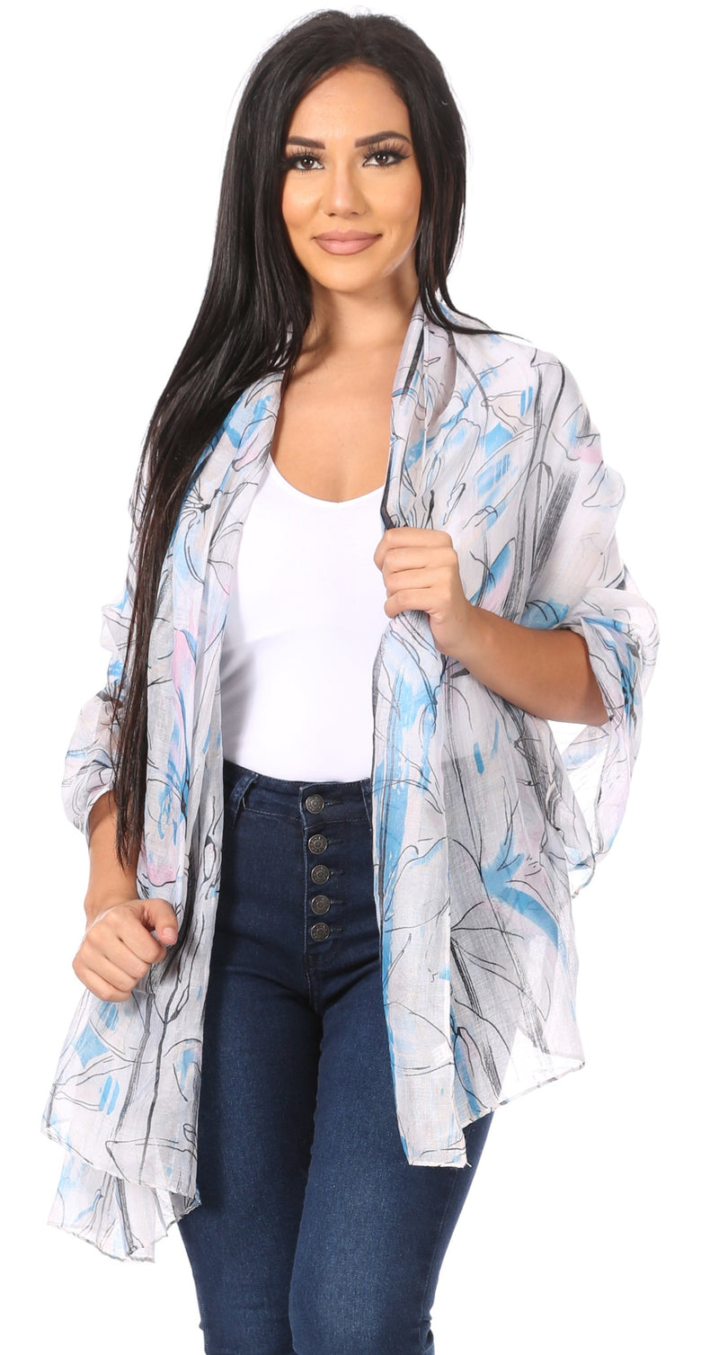 Sakkas Nichole summer gauze featherweight patterned versitile sheer scarf wrap