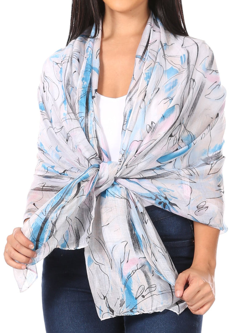 Sakkas Nichole summer gauze featherweight patterned versitile sheer scarf wrap