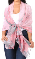 Sakkas Nichole summer gauze featherweight patterned versitile sheer scarf wrap#color_Print8