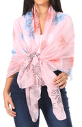 Sakkas Nichole summer gauze featherweight patterned versitile sheer scarf wrap#color_Print9