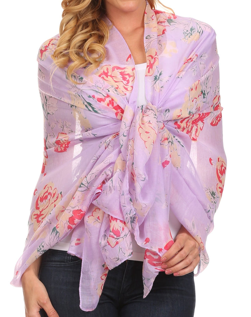 Sakkas Nichole summer gauze featherweight patterned versitile sheer scarf wrap