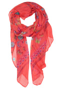 Sakkas Nichole summer gauze featherweight patterned versitile sheer scarf wrap#color_4-Watermelon