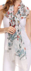 Sakkas Nichole summer gauze featherweight patterned versitile sheer scarf wrap