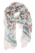Sakkas Nichole summer gauze featherweight patterned versitile sheer scarf wrap#color_4-White