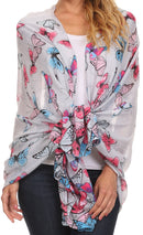 Sakkas Nichole summer gauze featherweight patterned versitile sheer scarf wrap