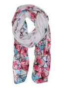 Sakkas Nichole summer gauze featherweight patterned versitile sheer scarf wrap#color_5-Grey