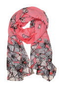 Sakkas Nichole summer gauze featherweight patterned versitile sheer scarf wrap#color_5-Hot Pink