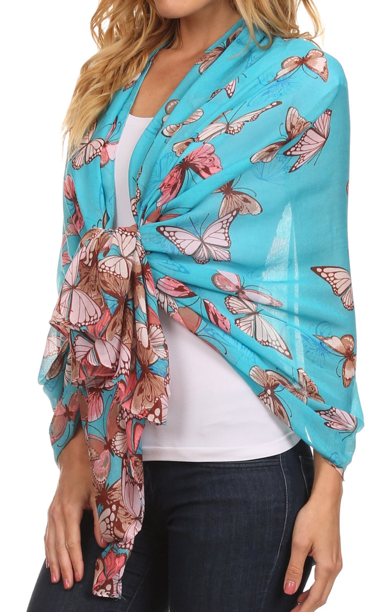 Sakkas Nichole summer gauze featherweight patterned versitile sheer scarf wrap