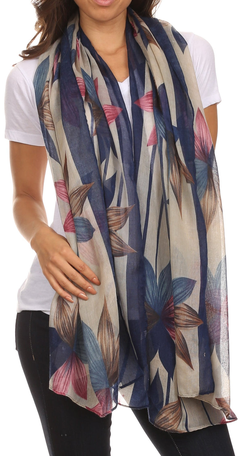 Sakkas Nichole summer gauze featherweight patterned versitile sheer scarf wrap