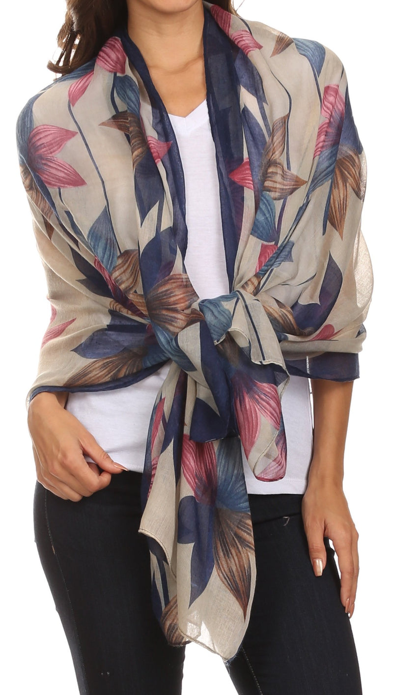 Sakkas Nichole summer gauze featherweight patterned versitile sheer scarf wrap