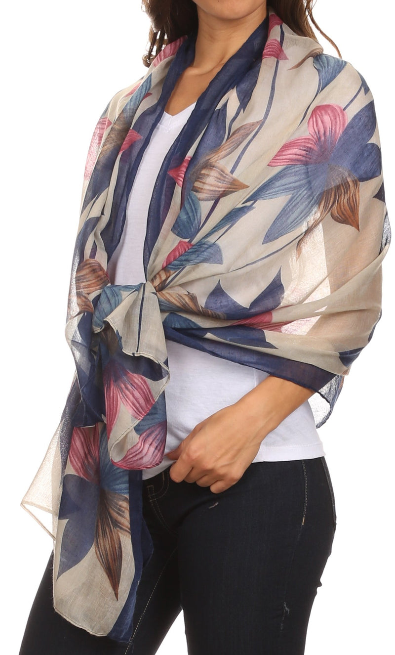 Sakkas Nichole summer gauze featherweight patterned versitile sheer scarf wrap